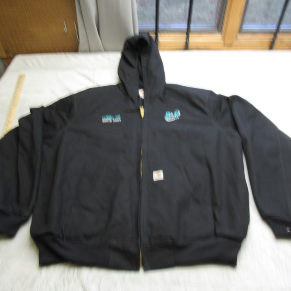 Carhartt Jacket Mens XXL Tall Blk Duck Thermal Lined Active Hood J131 LOGO USA